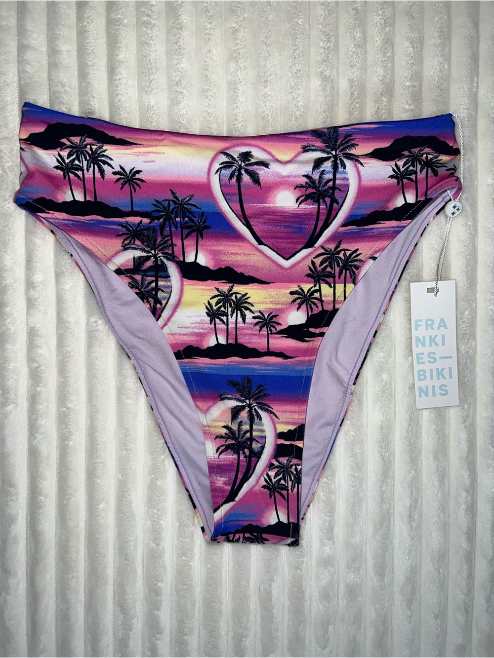 Frankies Bikinis Tie-Dye Bikini Bottom in Pink & Purple